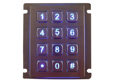 Prenda impermeable retroiluminada numérica de las llaves IP67 del vándalo del telclado numérico del soporte resistente industrial del panel 12