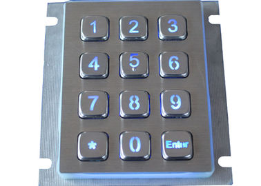 Iluminado 12 llaves Metal el movimiento largo retroiluminado azul modificado para requisitos particulares telclado numérico de 4x3 2.0m m