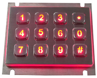 12 telclado numérico dinámico del metal de las llaves USB IP65 con el vándalo del rojo o de la retroiluminación azul resistente