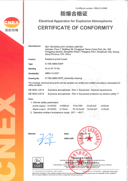 China Key Technology ( China ) Limited Certificaciones